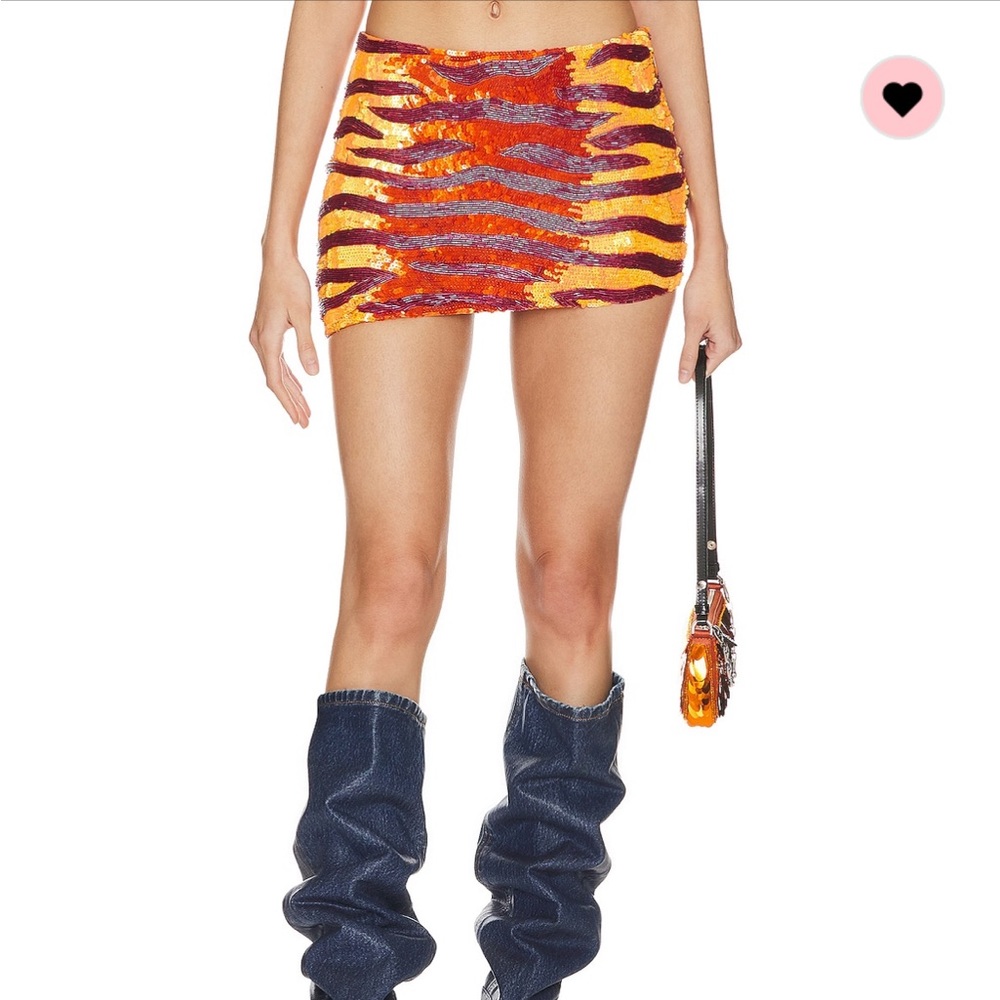 Miranda Embellished Mini Skirt in Orange & Pink
